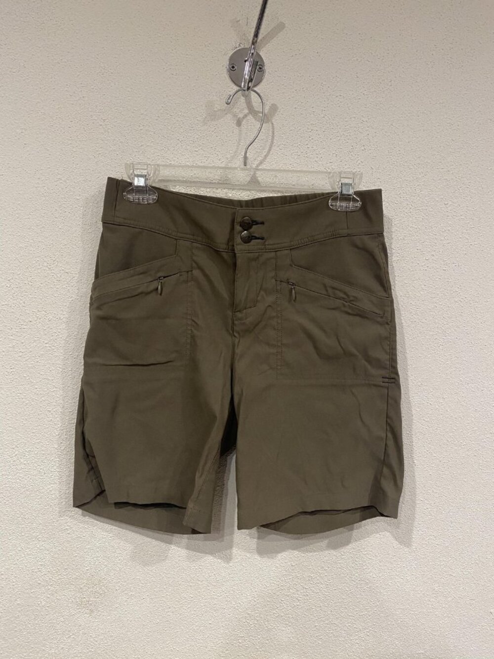 Toad&Co Shorts Womens 6 Green Twill Utility Hiking Zip Pocket Travel Casual